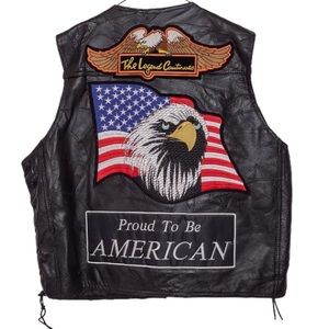 🌞 Vintage Diamond-Plated Genuine Leather Black riding vest lace sides 3XL